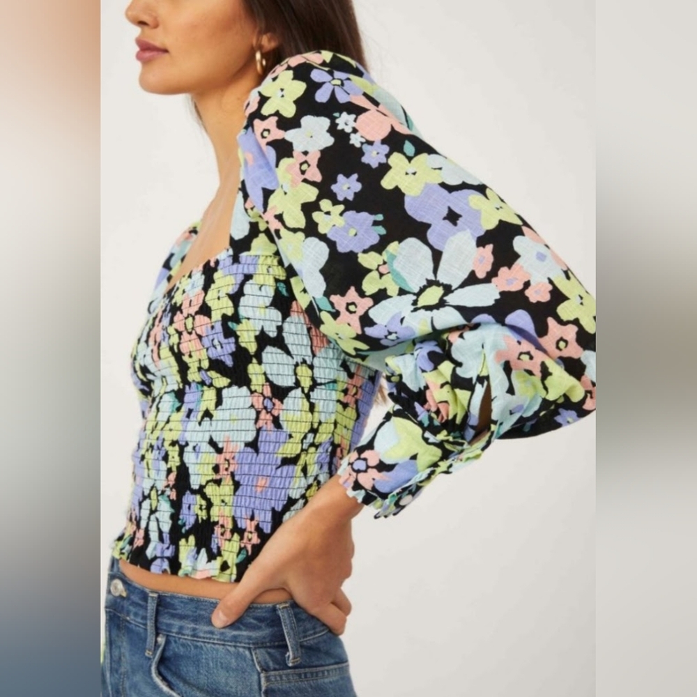 Free People Ariana Long Sleeve Blouse in Retro Size S - Picture 3 of 16